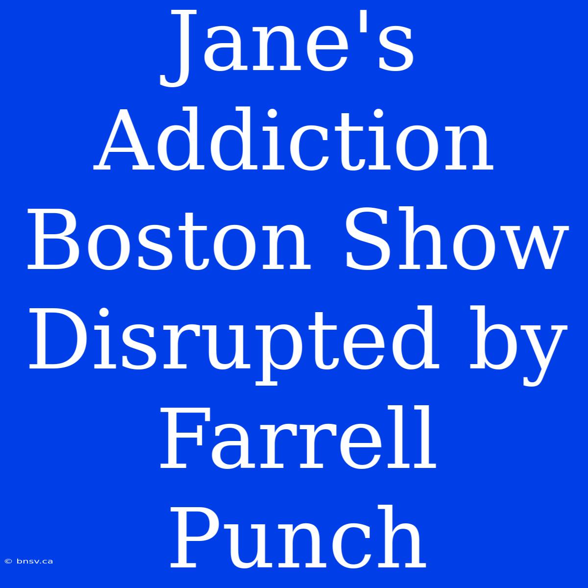 Jane's Addiction Boston Show Disrupted By Farrell Punch