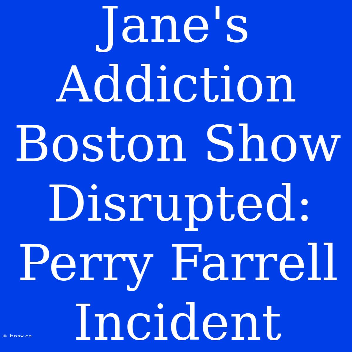 Jane's Addiction Boston Show Disrupted: Perry Farrell Incident