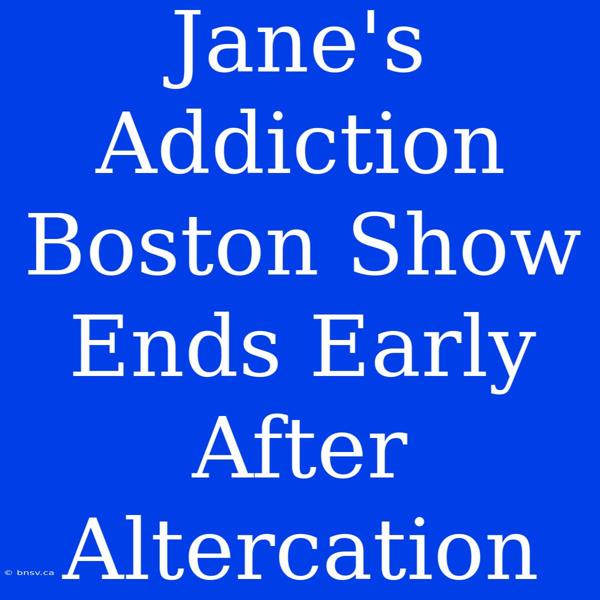 Jane's Addiction Boston Show Ends Early After Altercation