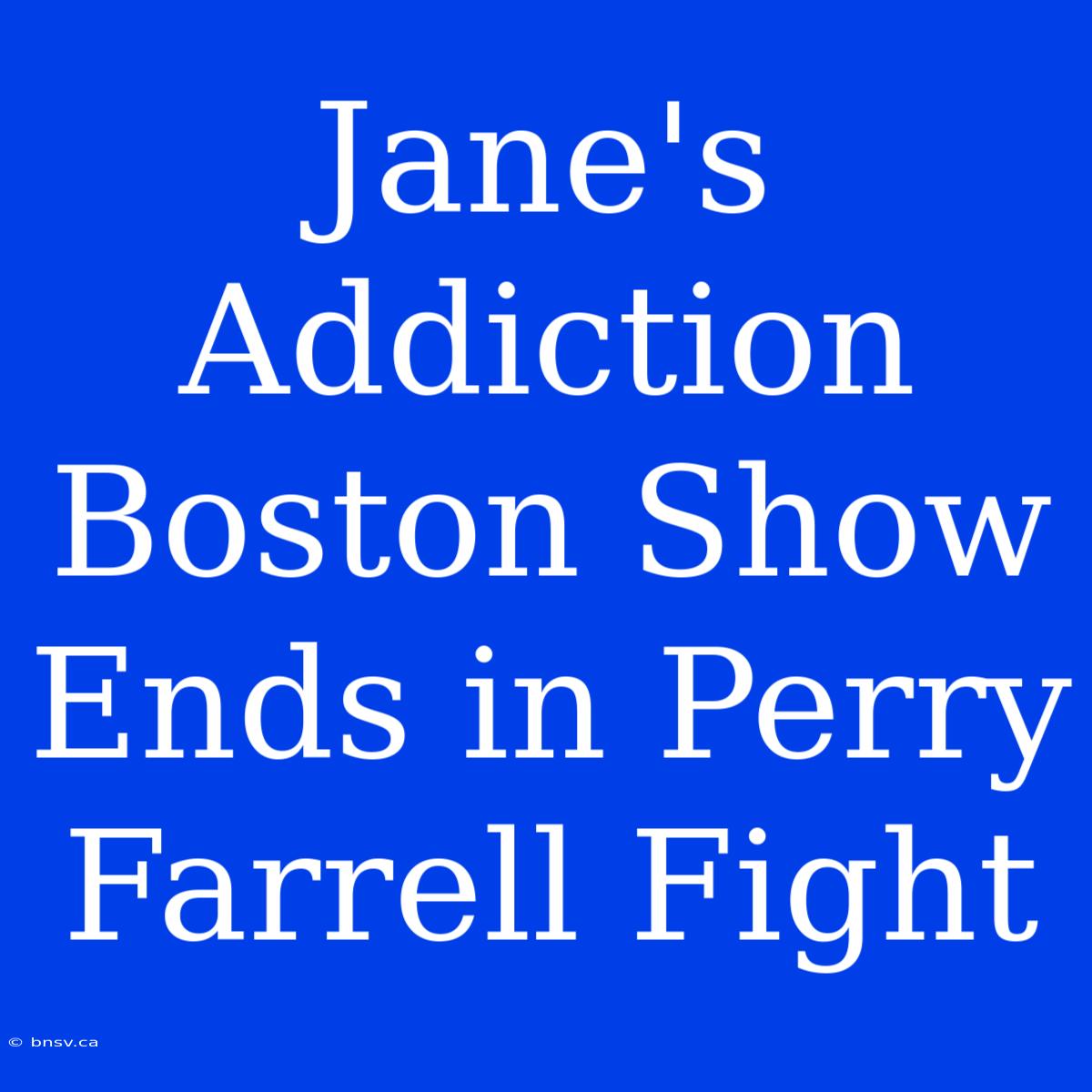 Jane's Addiction Boston Show Ends In Perry Farrell Fight