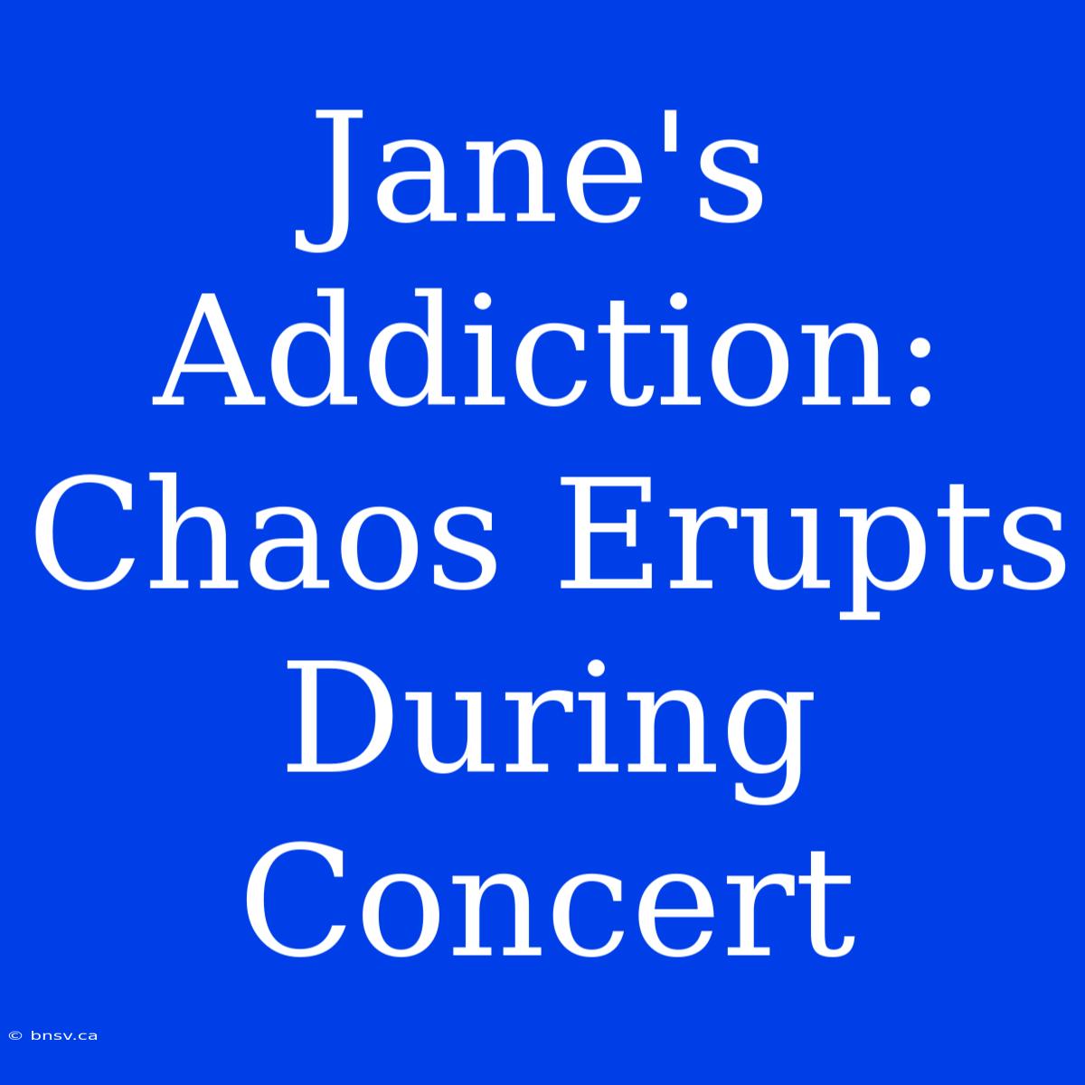 Jane's Addiction:  Chaos Erupts During Concert