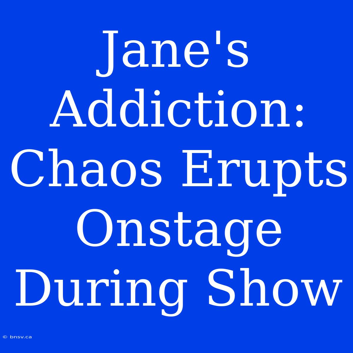 Jane's Addiction:  Chaos Erupts Onstage During Show