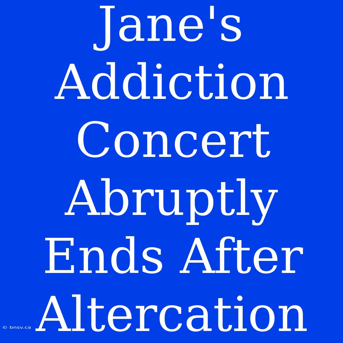 Jane's Addiction Concert Abruptly Ends After Altercation