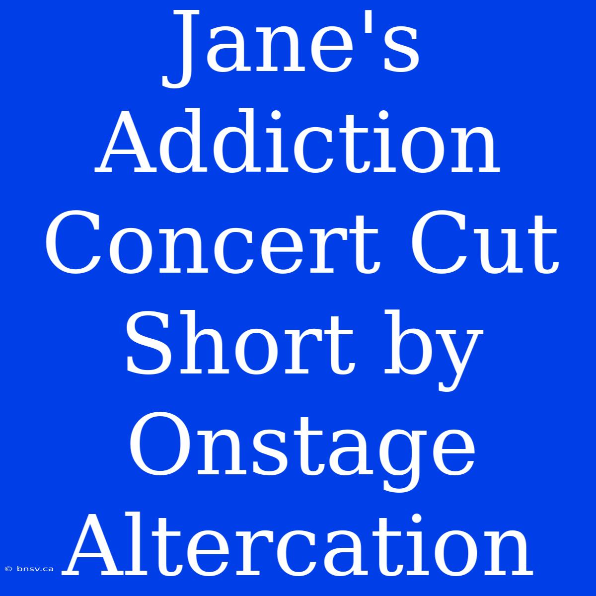 Jane's Addiction Concert Cut Short By Onstage Altercation