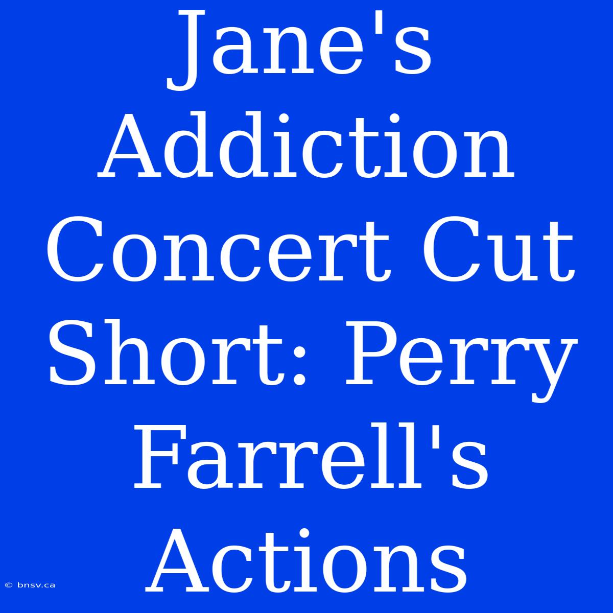 Jane's Addiction Concert Cut Short: Perry Farrell's Actions