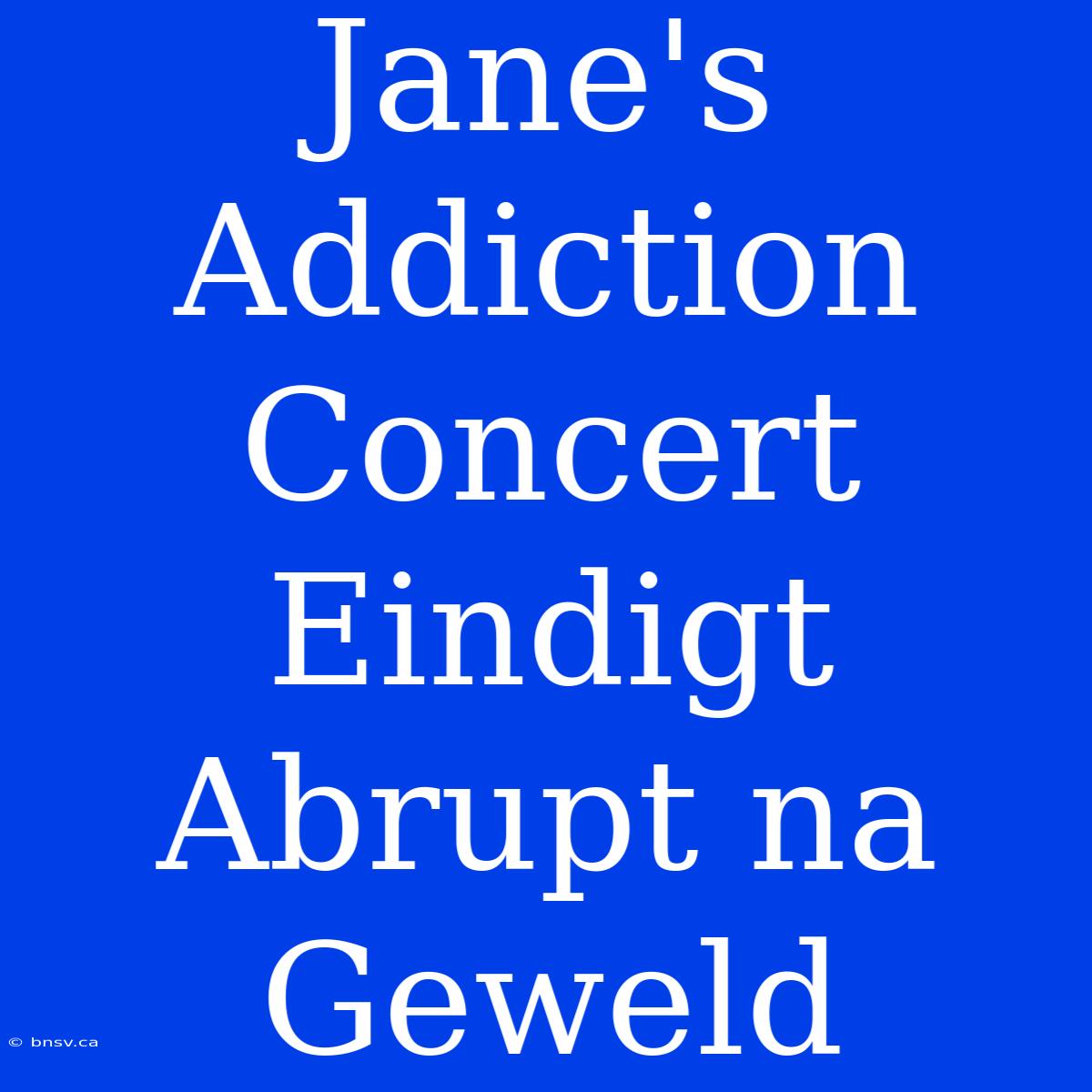 Jane's Addiction Concert Eindigt Abrupt Na Geweld