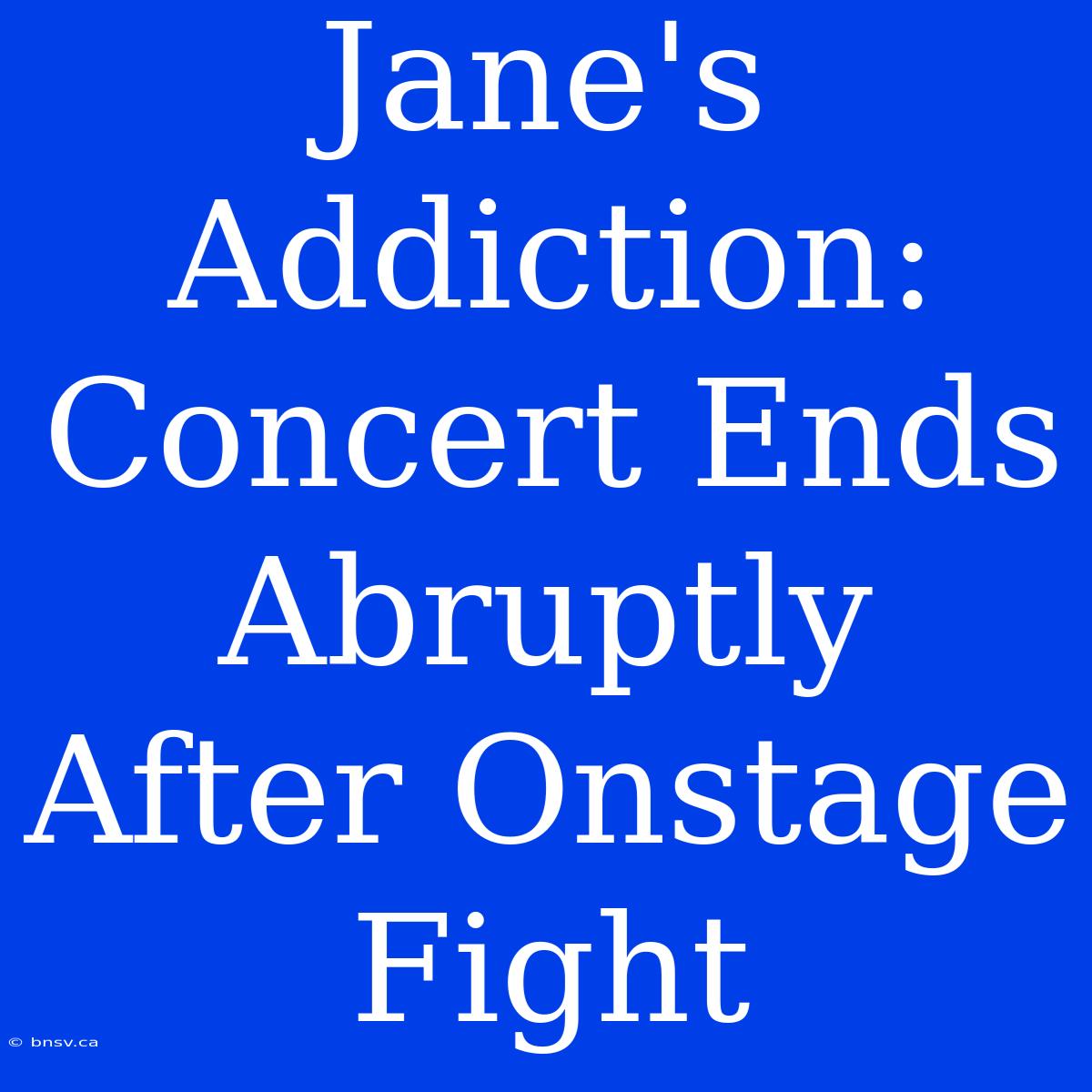 Jane's Addiction: Concert Ends Abruptly After Onstage Fight