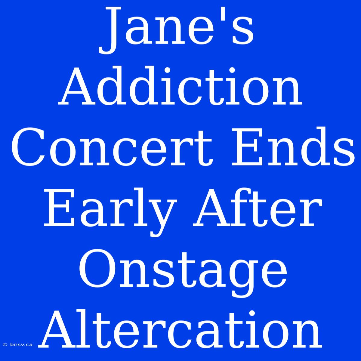 Jane's Addiction Concert Ends Early After Onstage Altercation