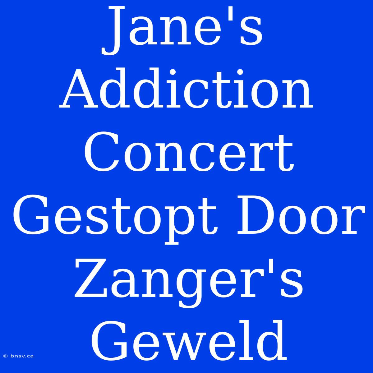 Jane's Addiction Concert Gestopt Door Zanger's Geweld