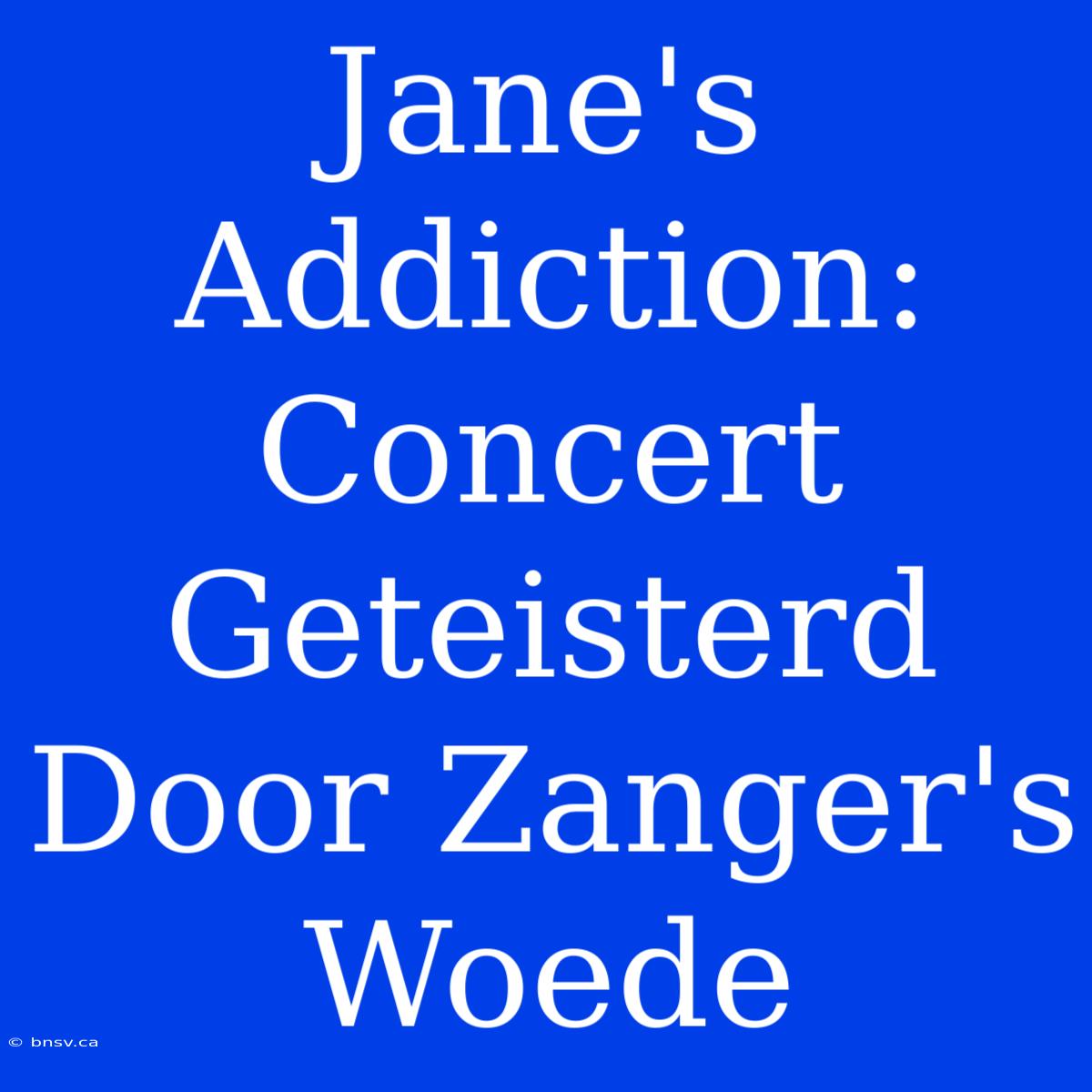 Jane's Addiction: Concert Geteisterd Door Zanger's Woede