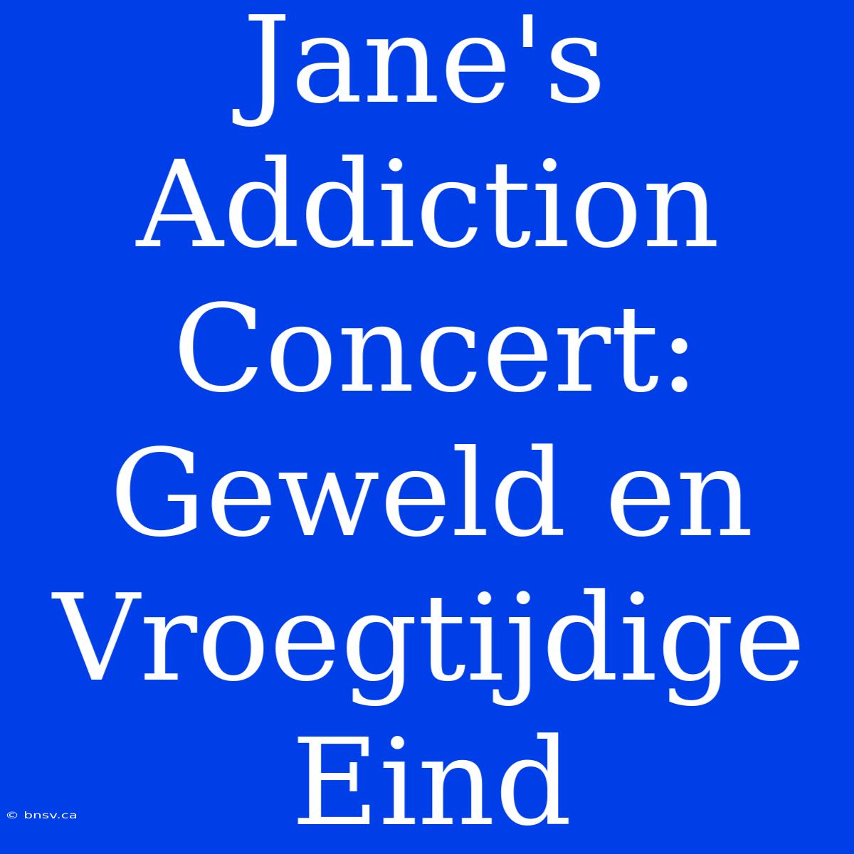 Jane's Addiction Concert: Geweld En Vroegtijdige Eind