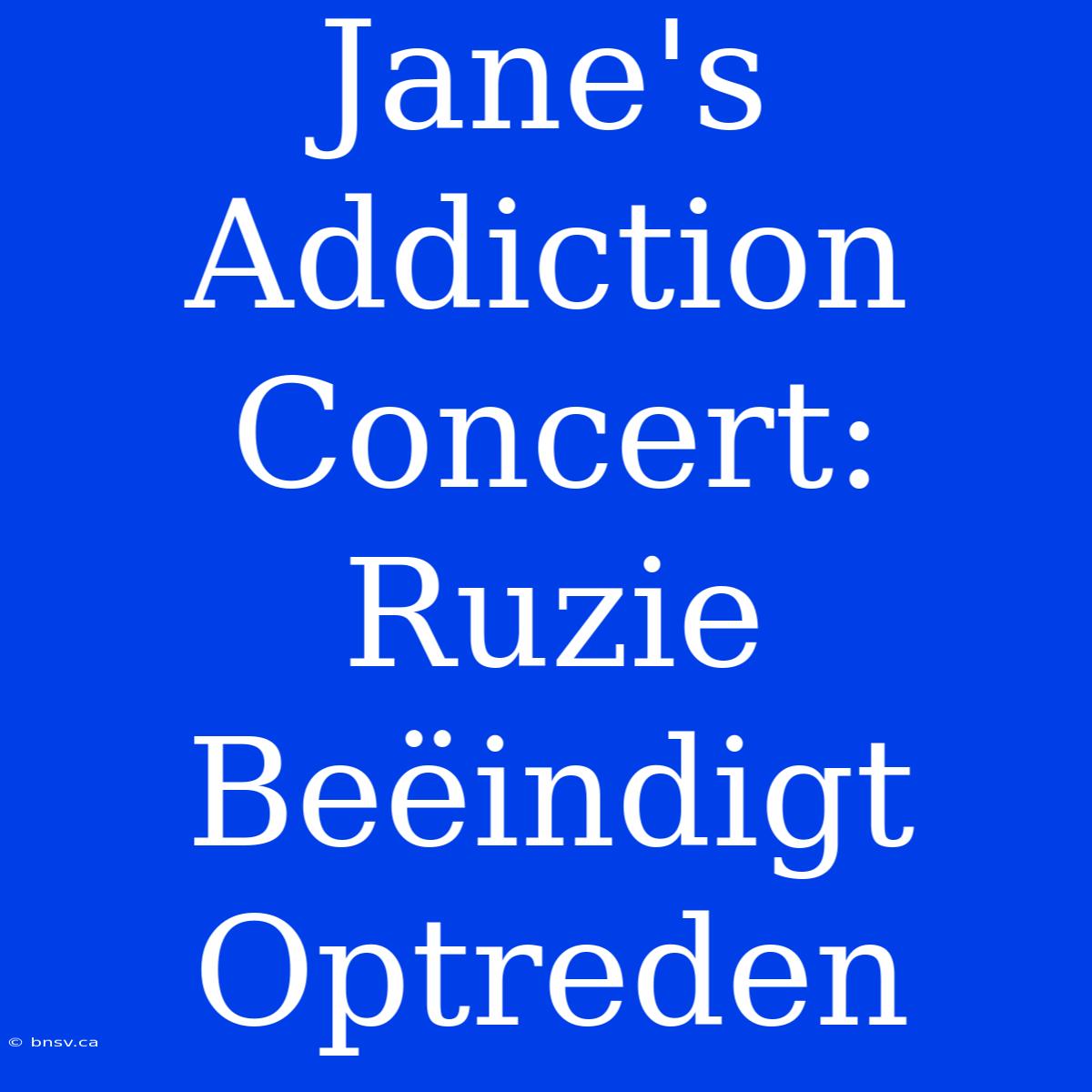 Jane's Addiction Concert: Ruzie Beëindigt Optreden