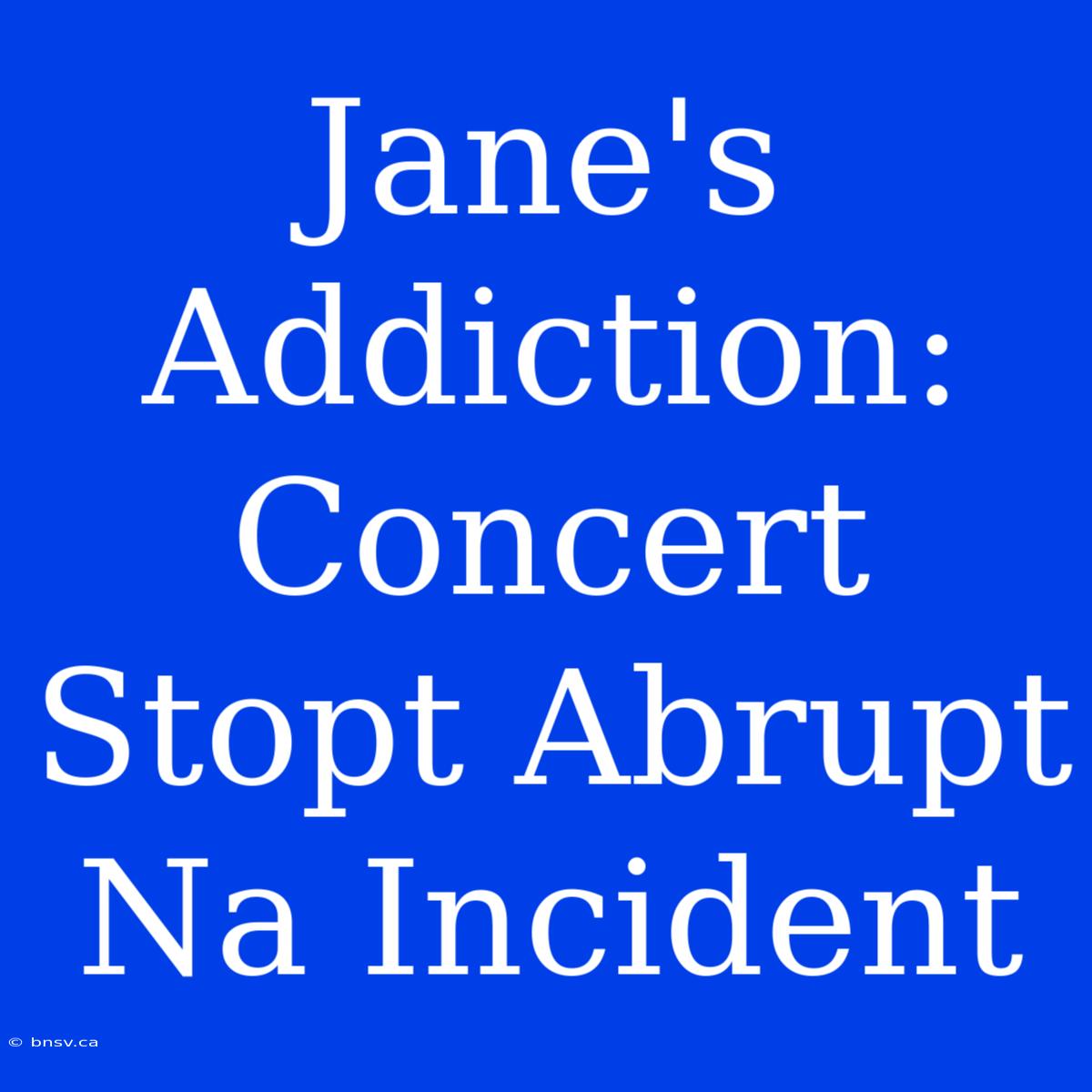 Jane's Addiction: Concert Stopt Abrupt Na Incident