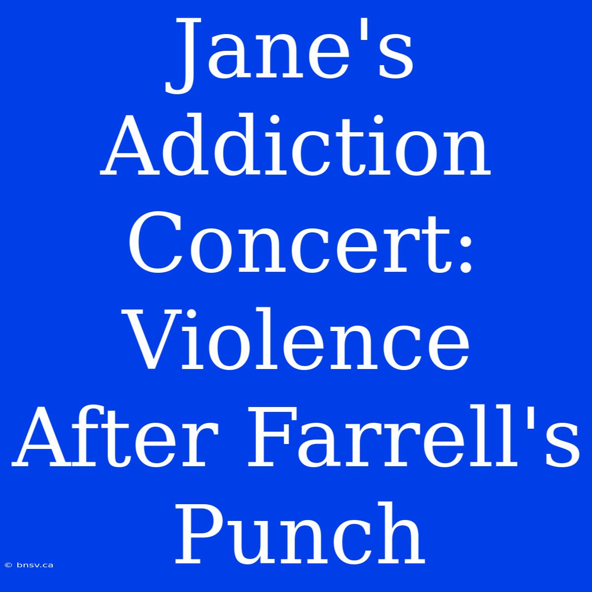 Jane's Addiction Concert: Violence After Farrell's Punch