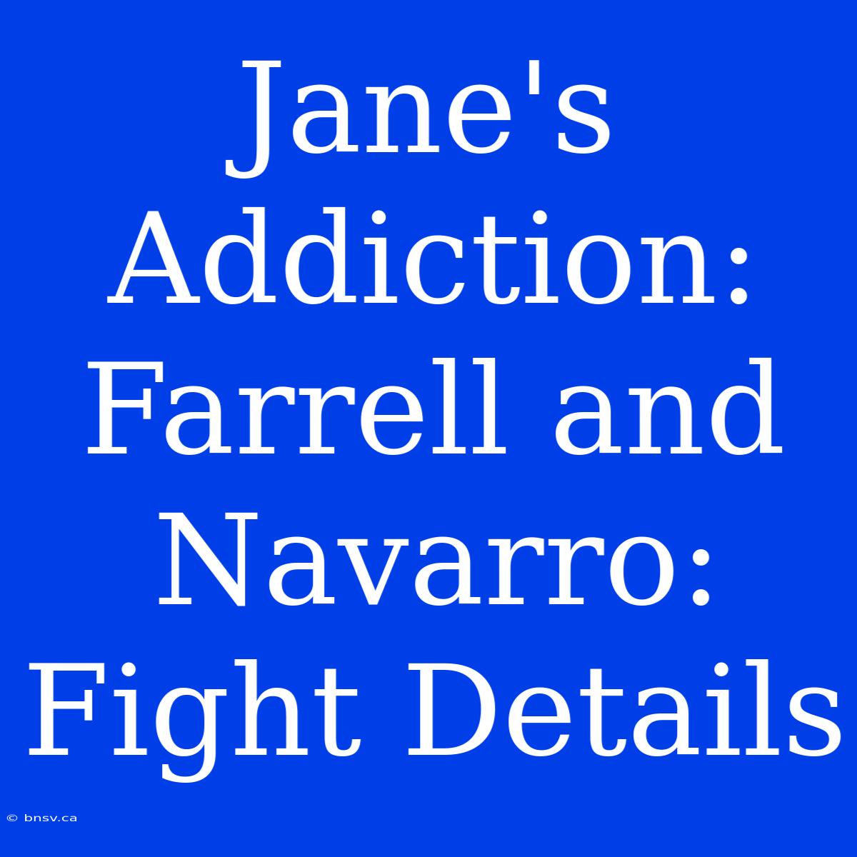 Jane's Addiction: Farrell And Navarro:  Fight Details