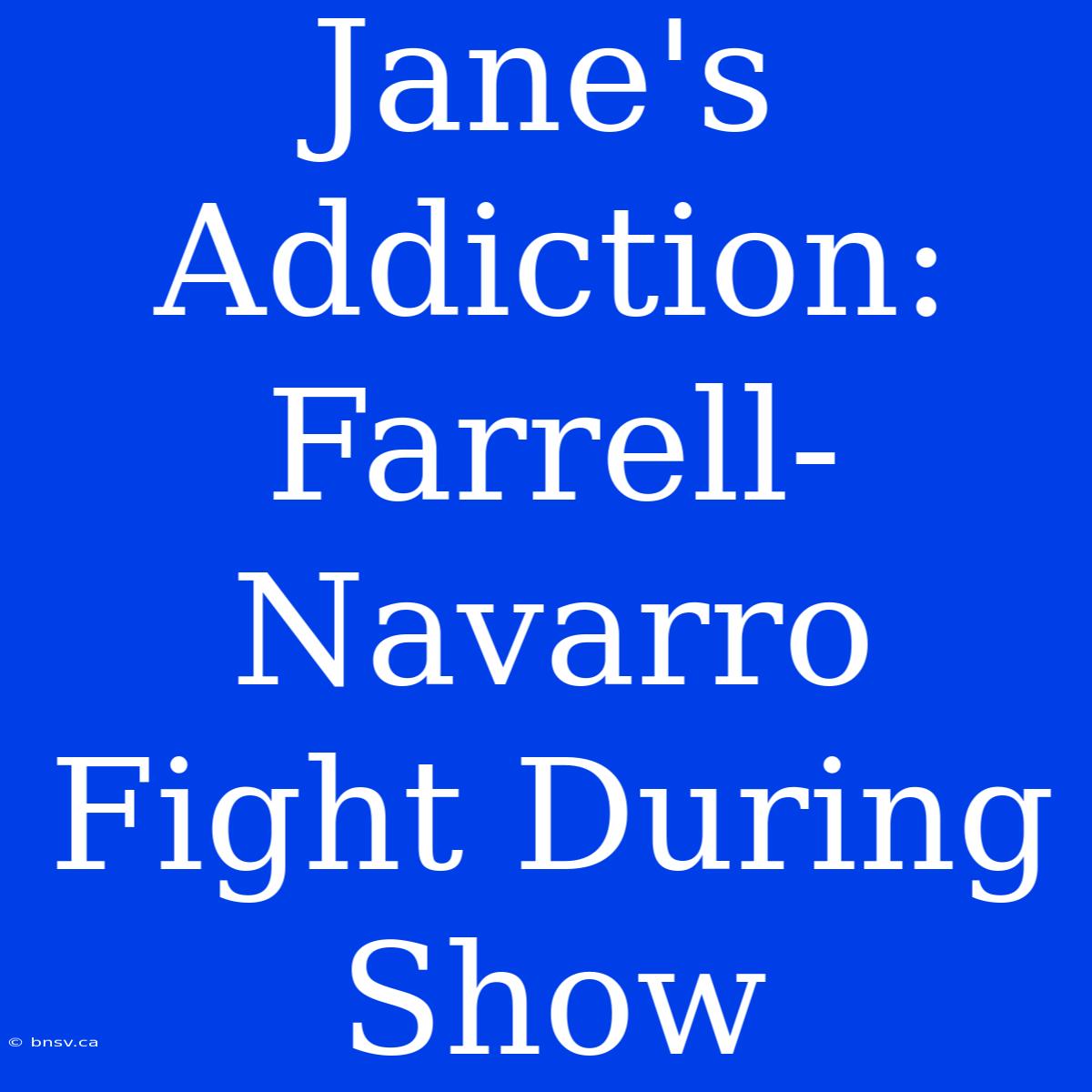 Jane's Addiction:  Farrell-Navarro Fight During Show