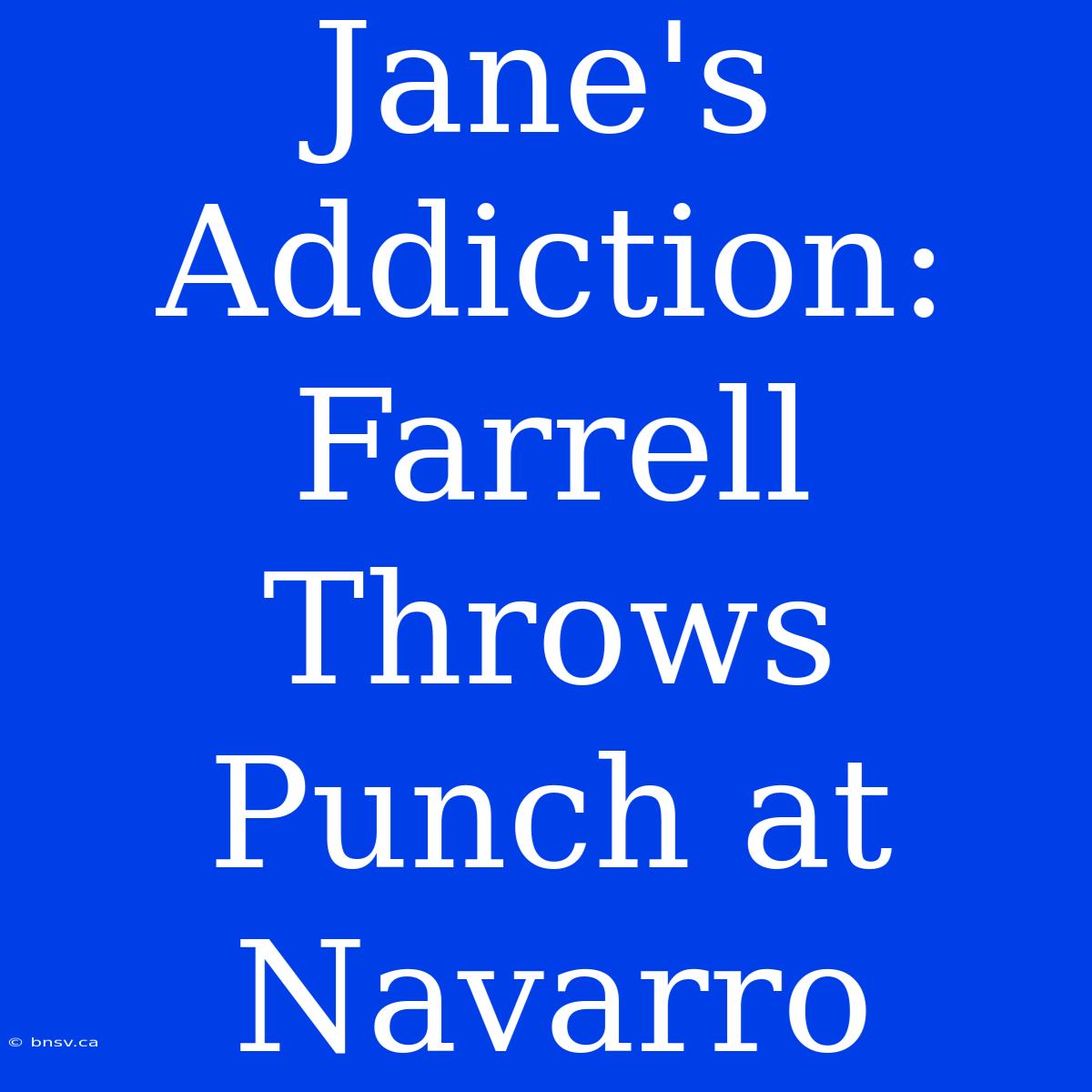 Jane's Addiction: Farrell Throws Punch At Navarro