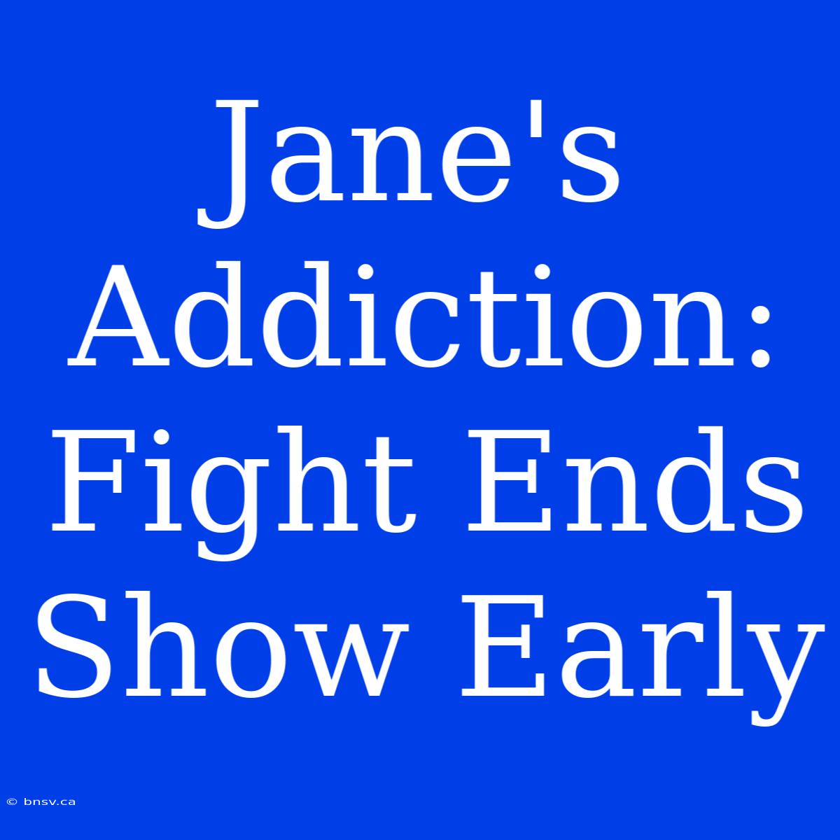 Jane's Addiction: Fight Ends Show Early