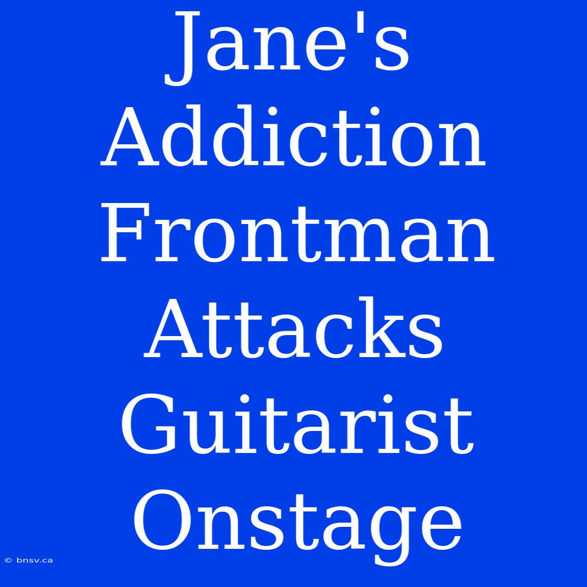 Jane's Addiction Frontman Attacks Guitarist Onstage