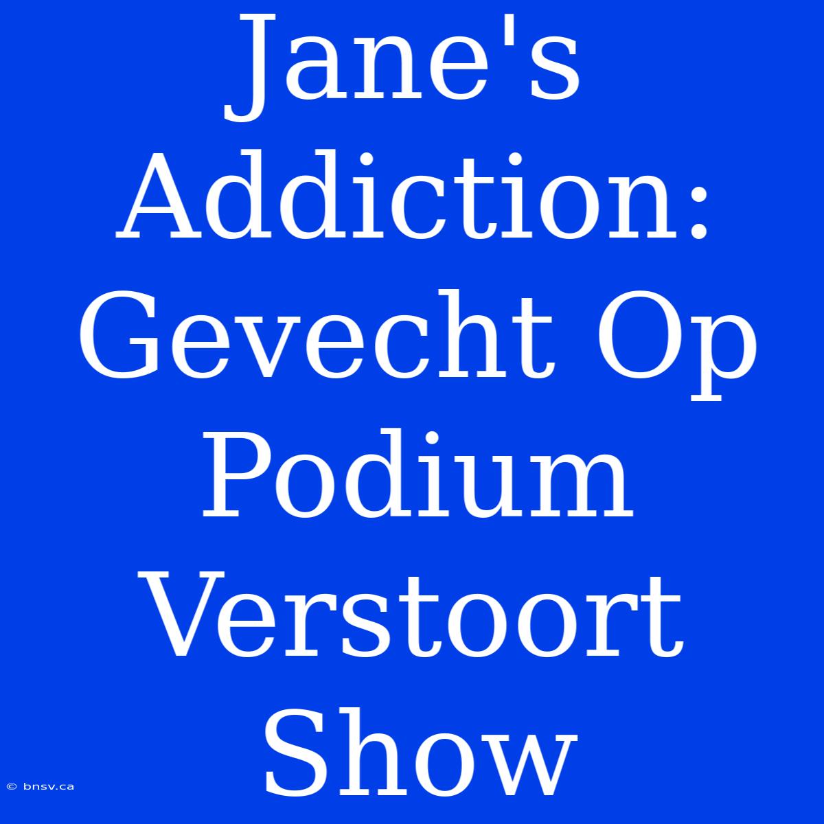 Jane's Addiction: Gevecht Op Podium Verstoort Show