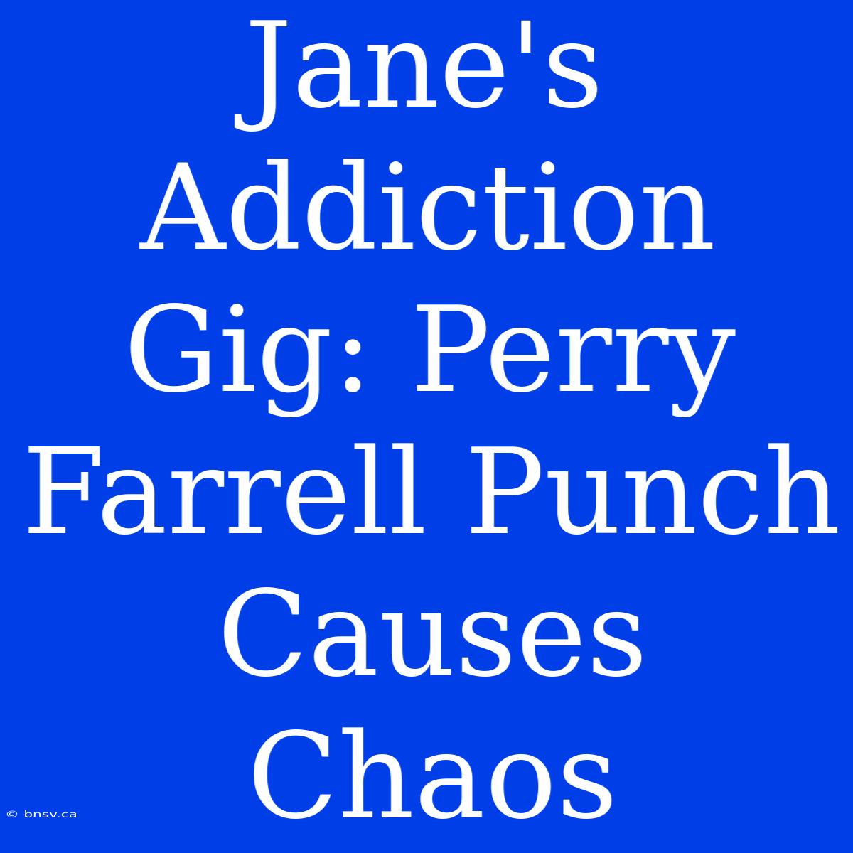 Jane's Addiction Gig: Perry Farrell Punch Causes Chaos