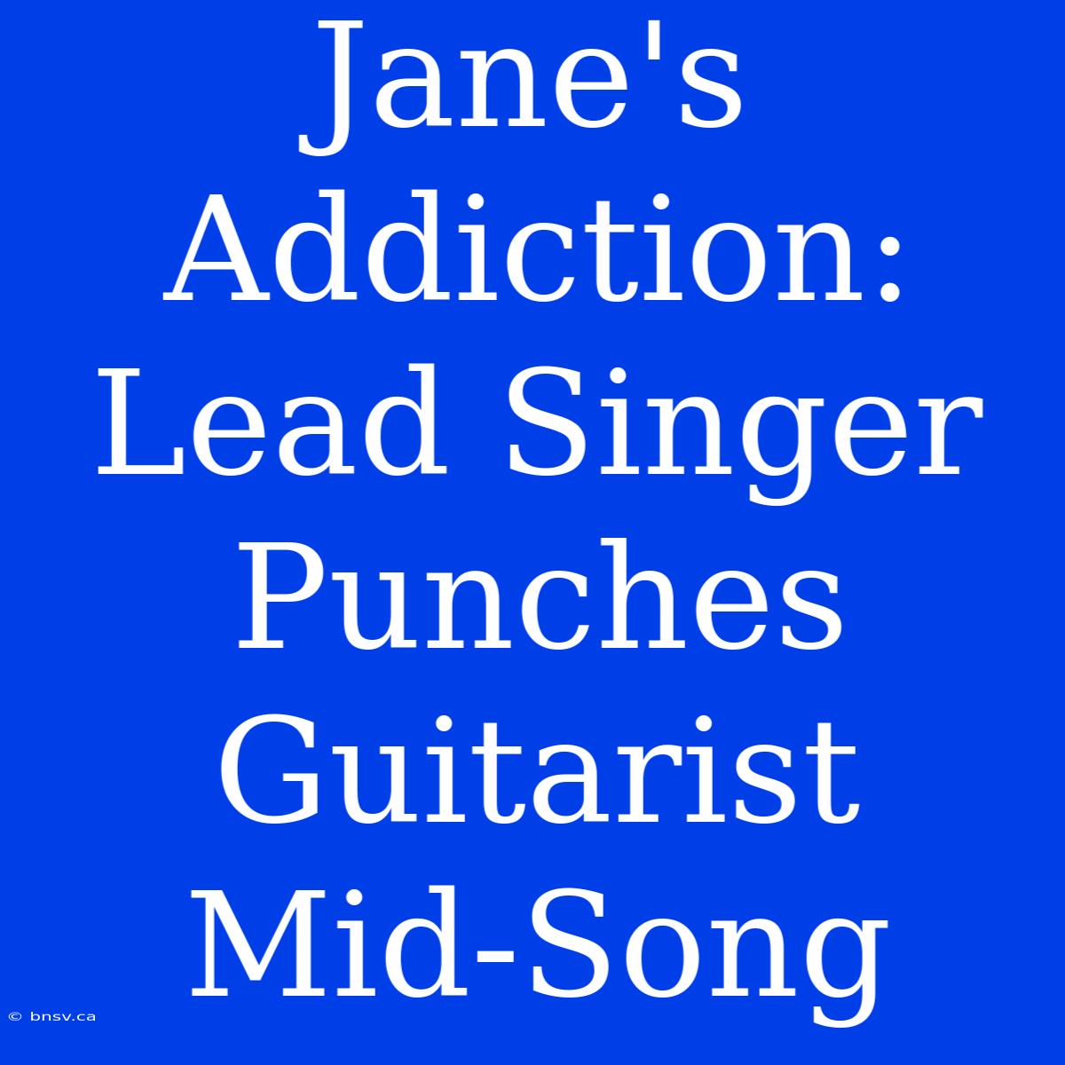 Jane's Addiction: Lead Singer Punches Guitarist Mid-Song