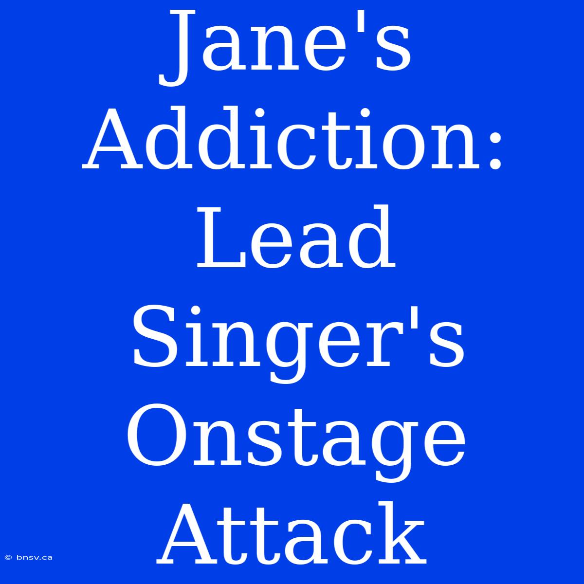 Jane's Addiction:  Lead Singer's Onstage Attack