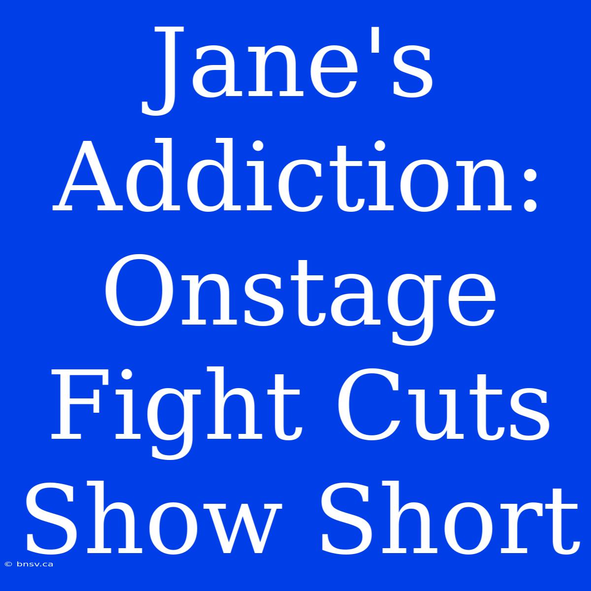 Jane's Addiction: Onstage Fight Cuts Show Short