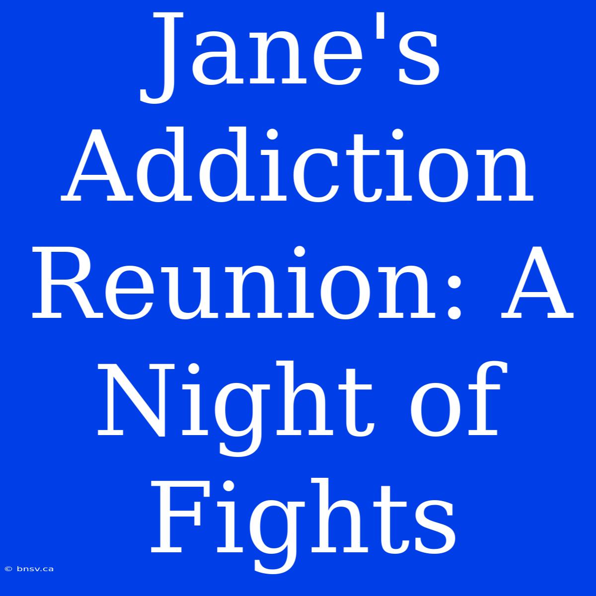 Jane's Addiction Reunion: A Night Of Fights