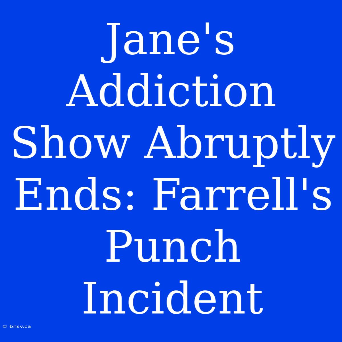 Jane's Addiction Show Abruptly Ends: Farrell's Punch Incident