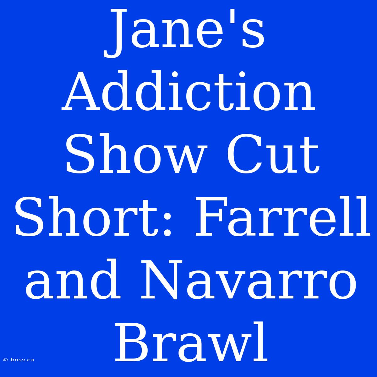 Jane's Addiction Show Cut Short: Farrell And Navarro Brawl