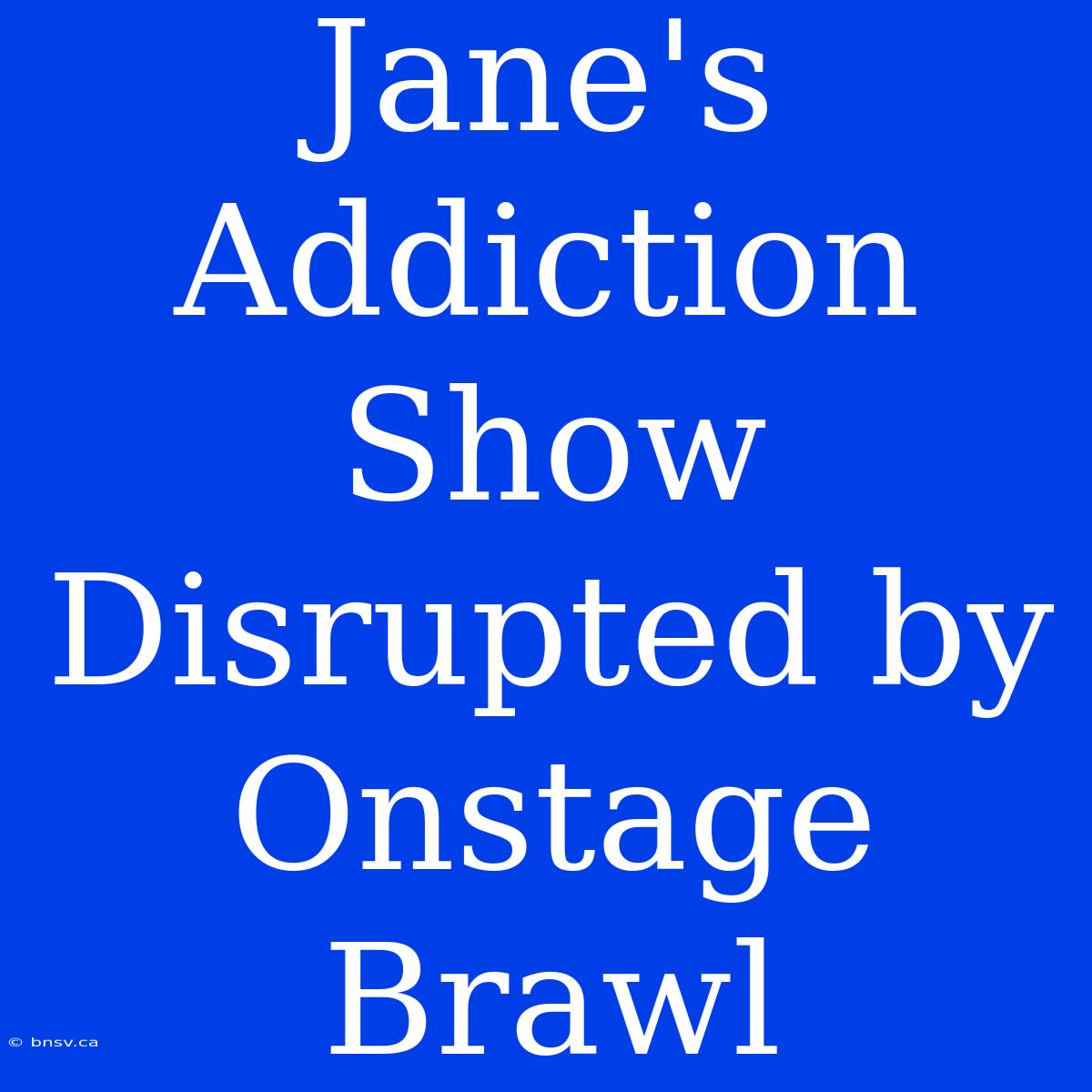 Jane's Addiction Show Disrupted By Onstage Brawl