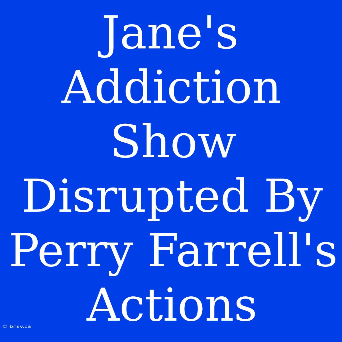 Jane's Addiction Show Disrupted By Perry Farrell's Actions