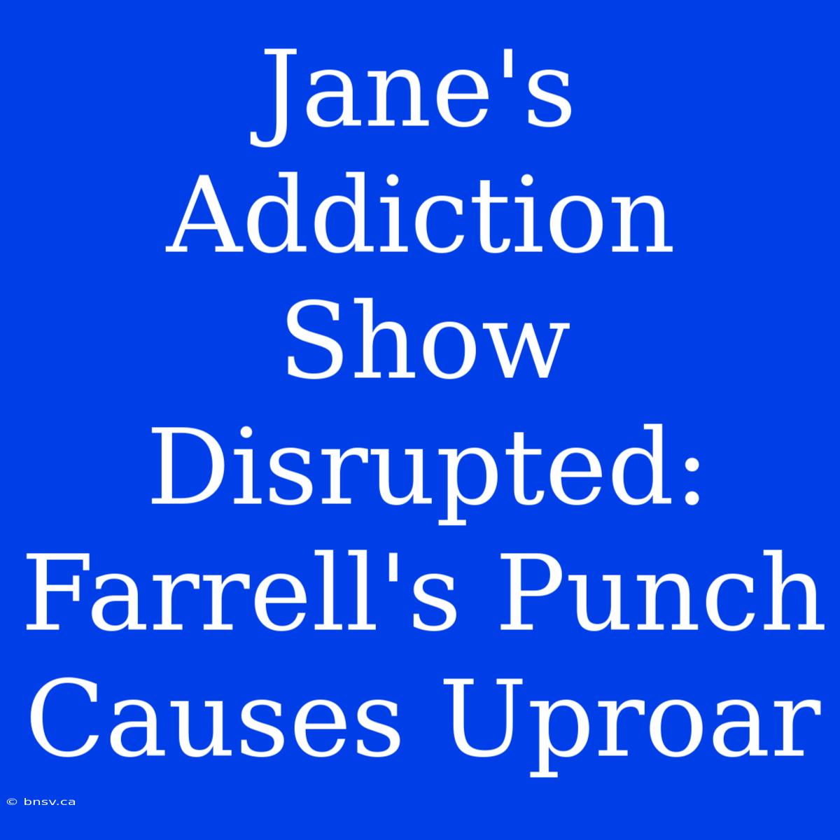 Jane's Addiction Show Disrupted: Farrell's Punch Causes Uproar