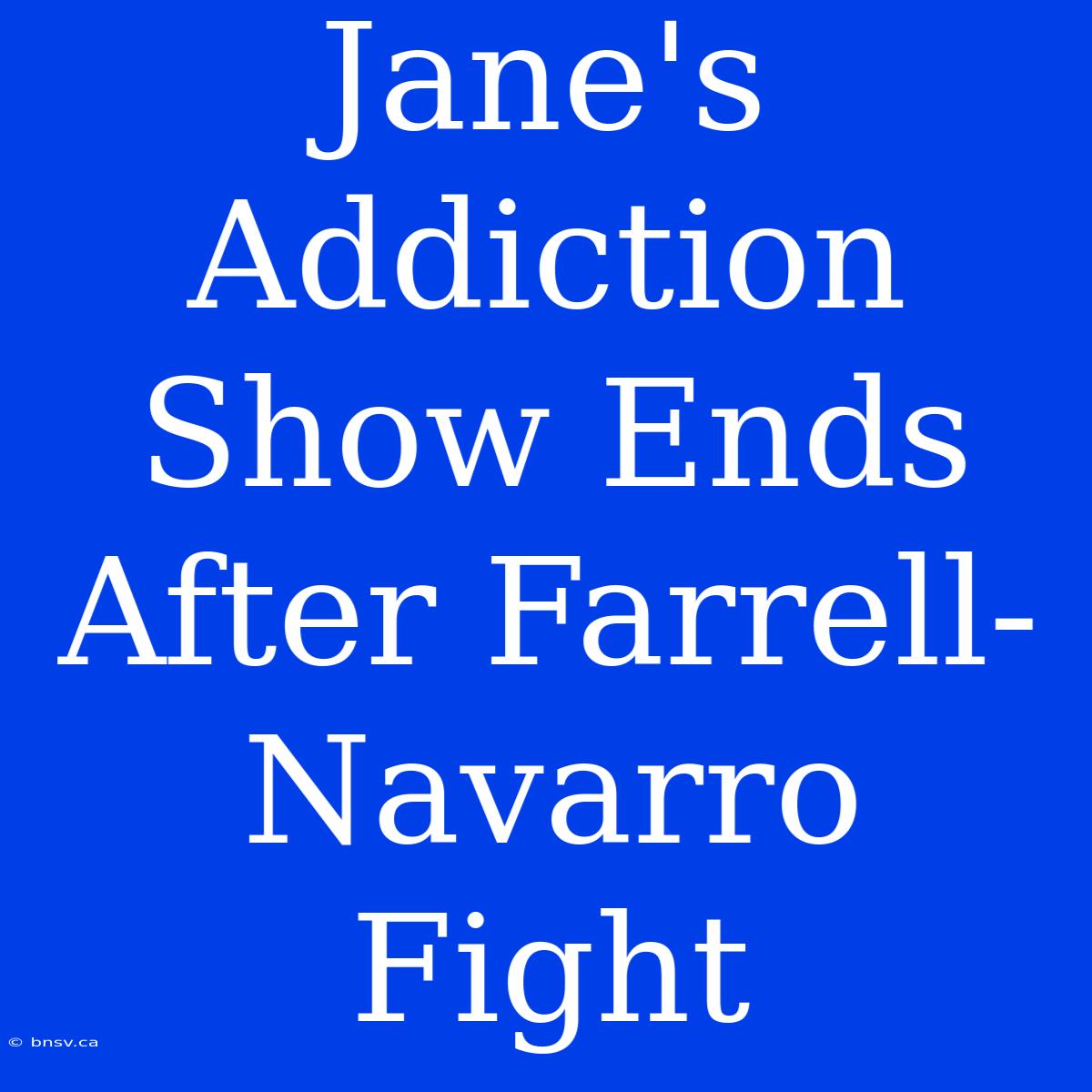 Jane's Addiction Show Ends After Farrell-Navarro Fight