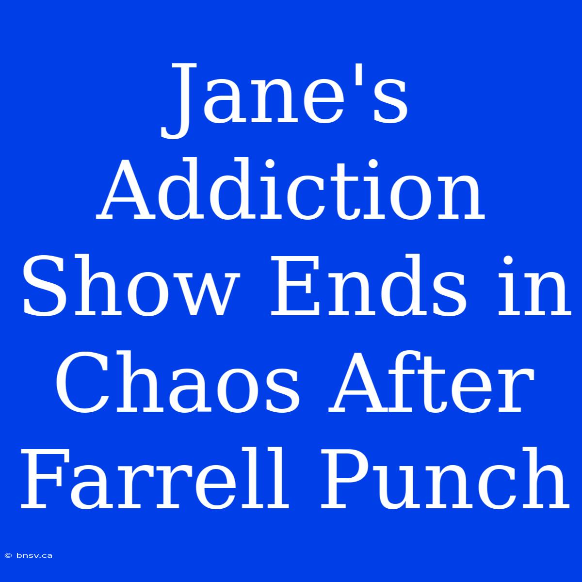 Jane's Addiction Show Ends In Chaos After Farrell Punch