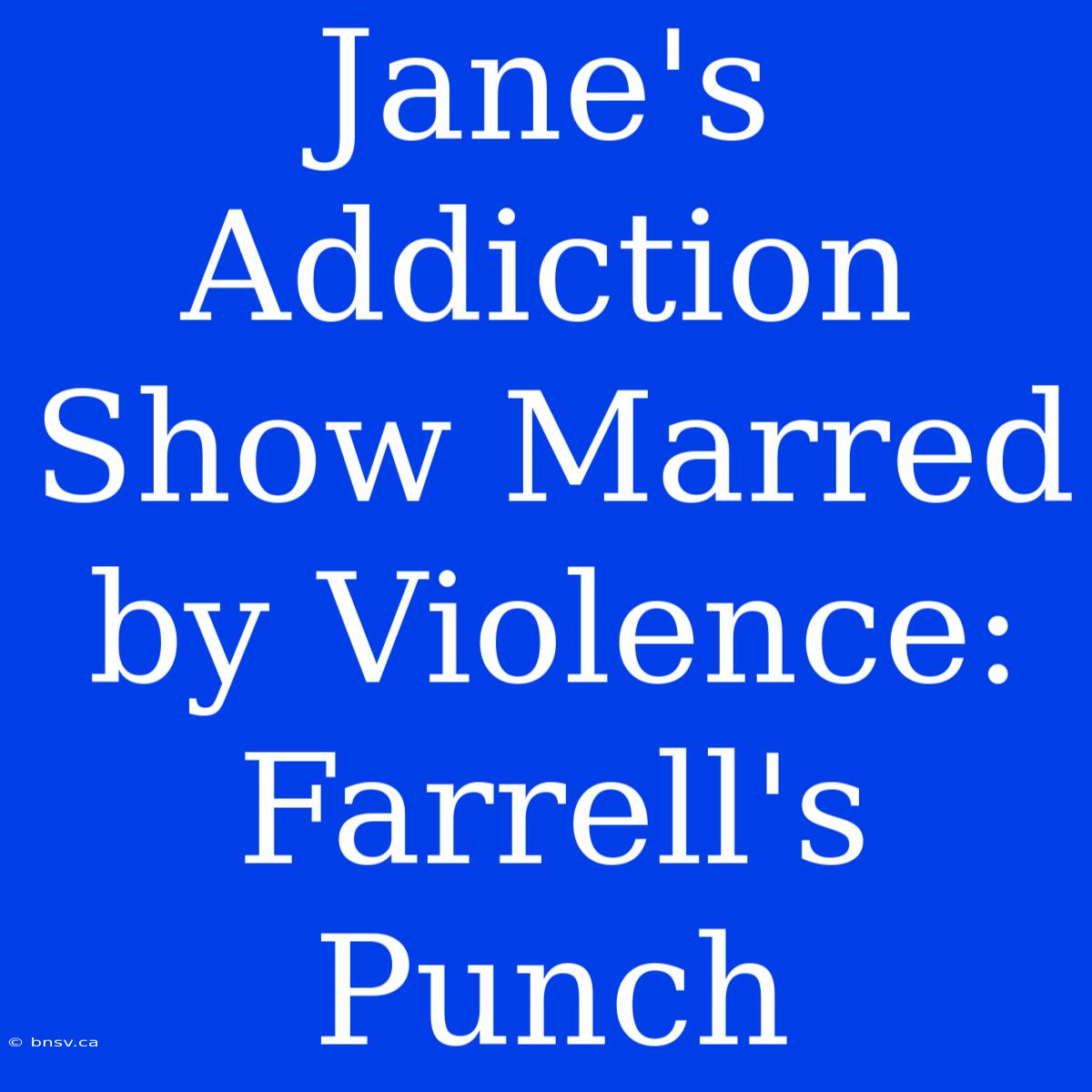 Jane's Addiction Show Marred By Violence: Farrell's Punch