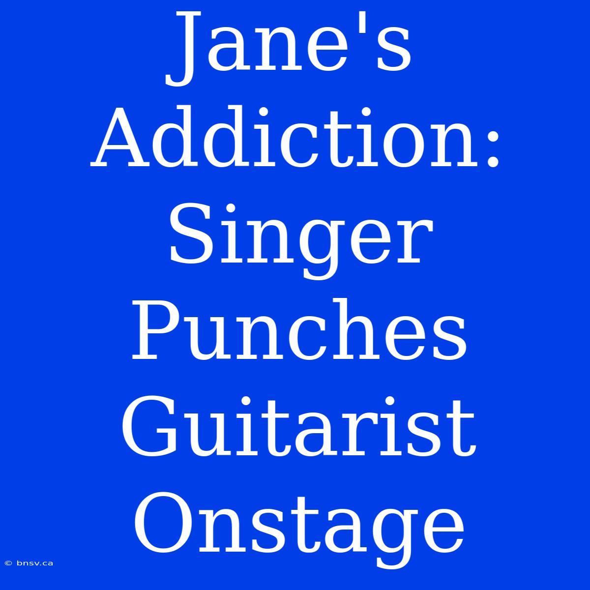 Jane's Addiction: Singer Punches Guitarist Onstage