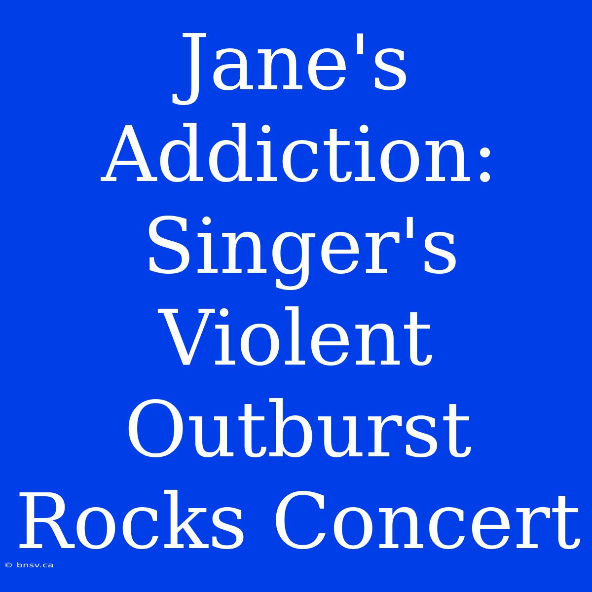 Jane's Addiction: Singer's Violent Outburst Rocks Concert