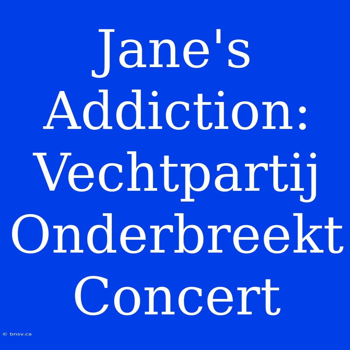 Jane's Addiction: Vechtpartij Onderbreekt Concert