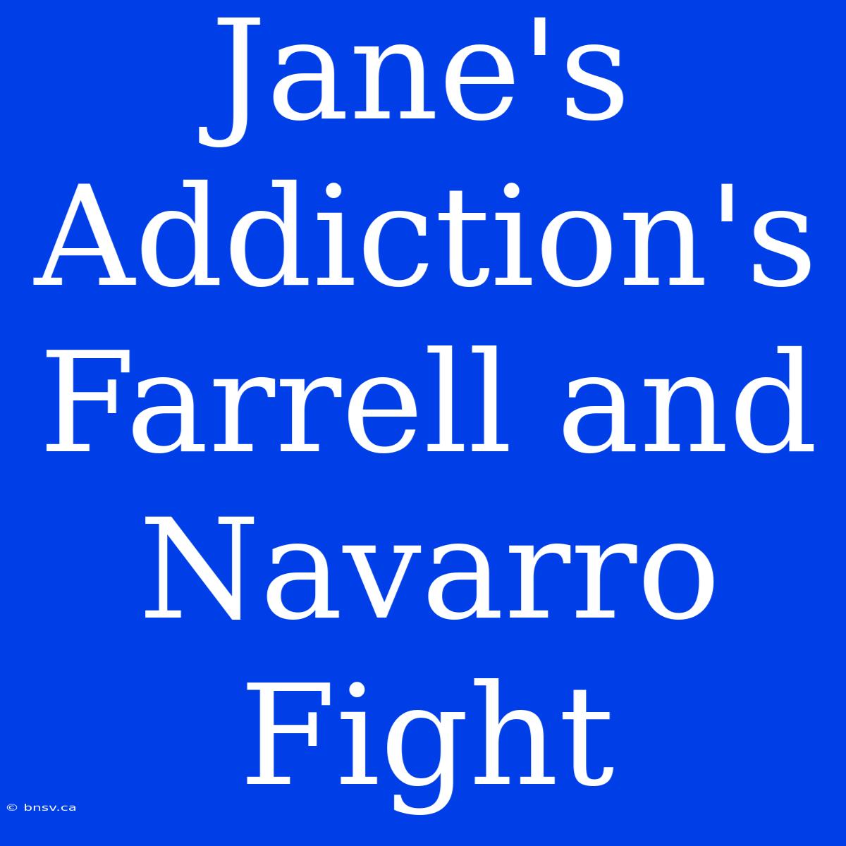 Jane's Addiction's Farrell And Navarro Fight