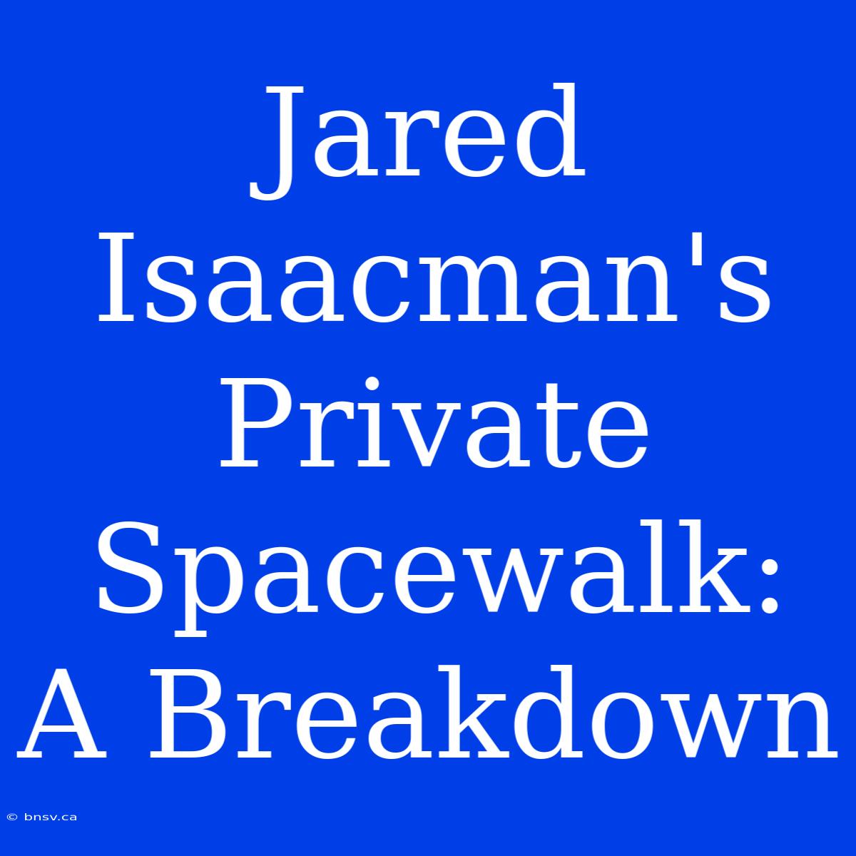 Jared Isaacman's Private Spacewalk: A Breakdown