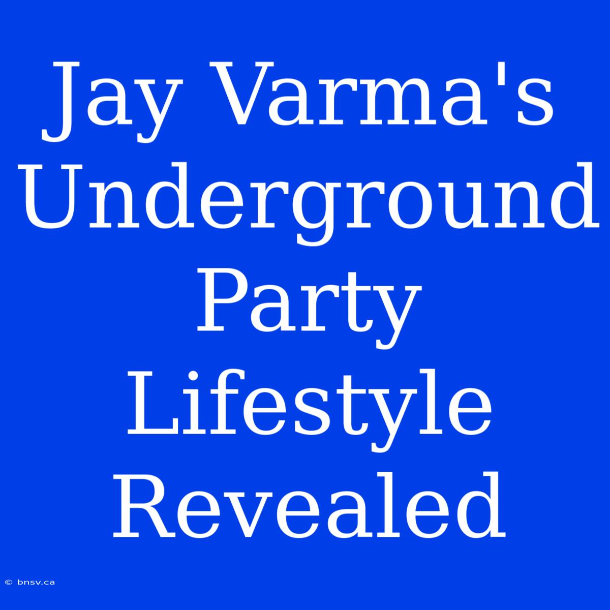 Jay Varma's Underground Party Lifestyle Revealed