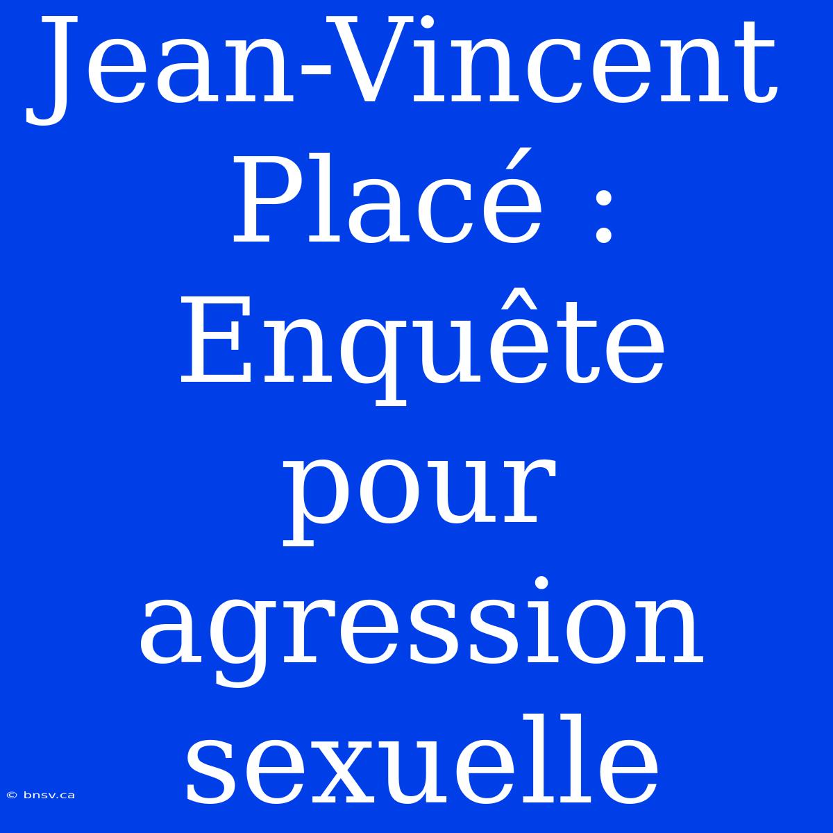 Jean-Vincent Placé : Enquête Pour Agression Sexuelle