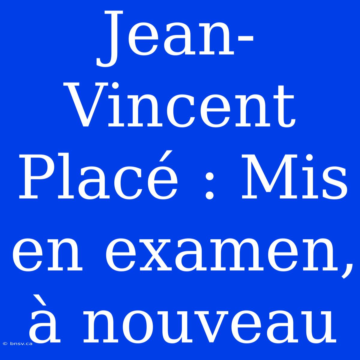 Jean-Vincent Placé : Mis En Examen, À Nouveau