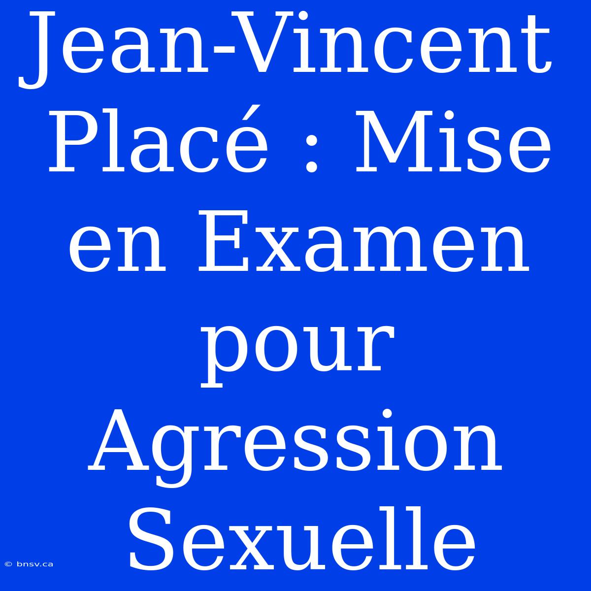 Jean-Vincent Placé : Mise En Examen Pour Agression Sexuelle