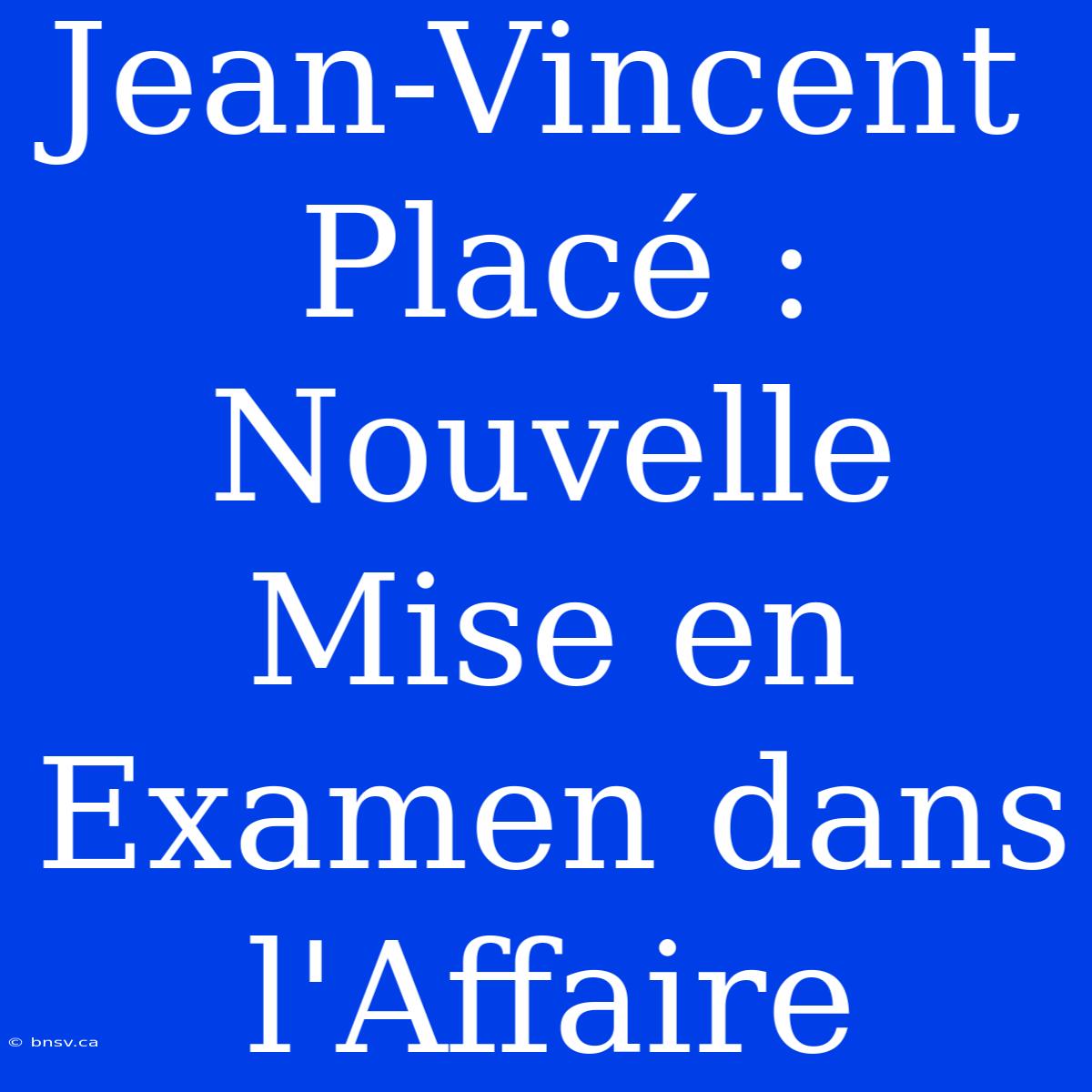 Jean-Vincent Placé : Nouvelle Mise En Examen Dans L'Affaire