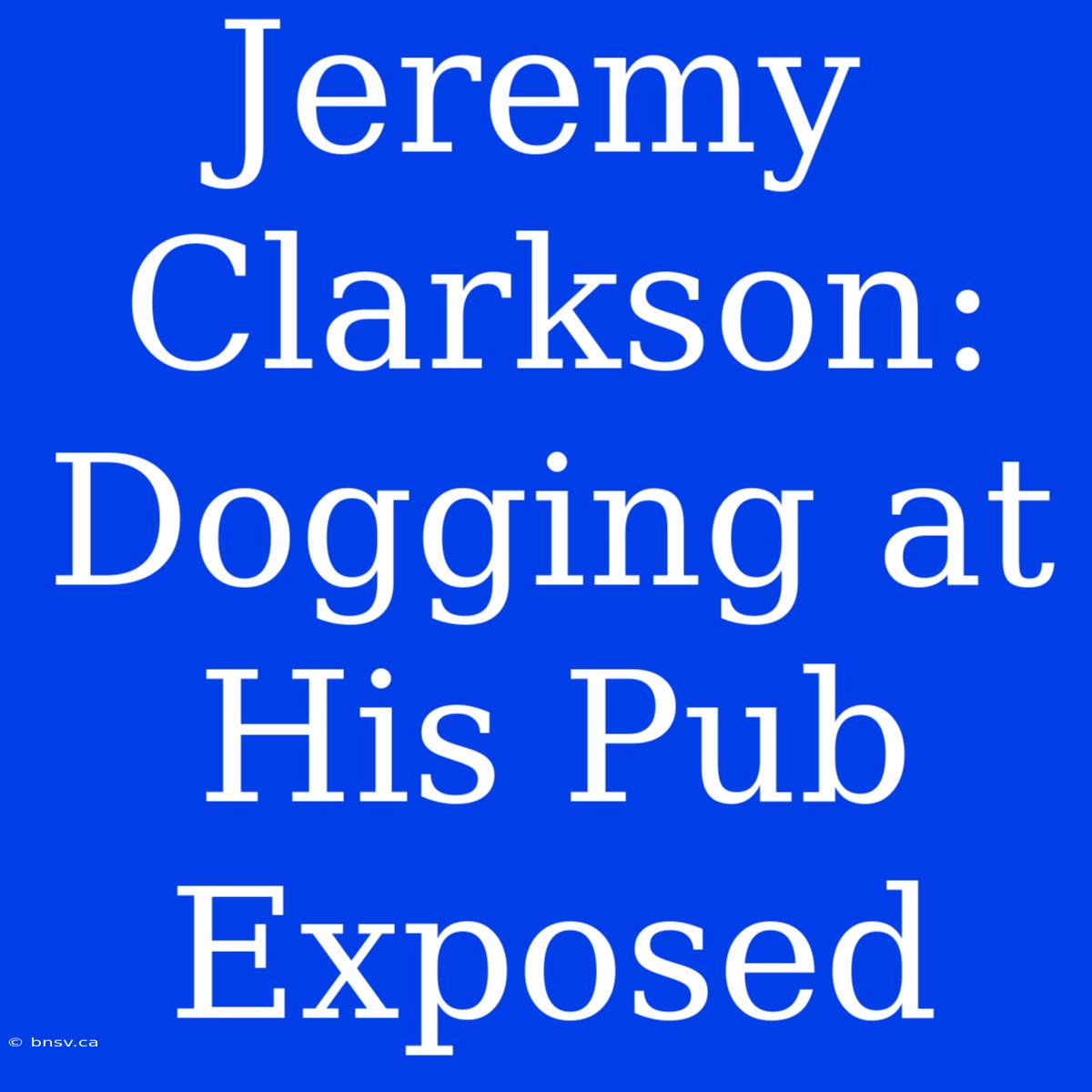 Jeremy Clarkson: Dogging At His Pub Exposed