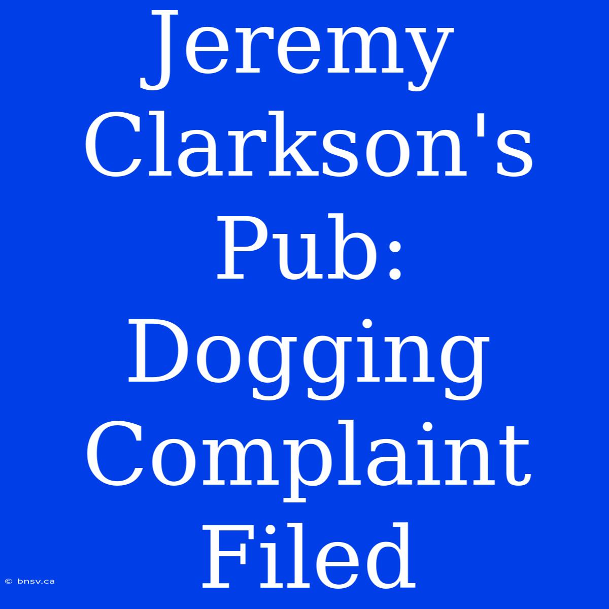 Jeremy Clarkson's Pub: Dogging Complaint Filed