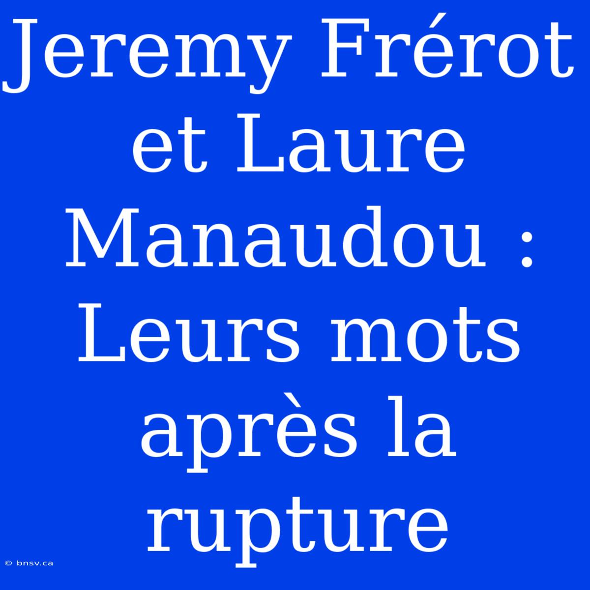 Jeremy Frérot Et Laure Manaudou : Leurs Mots Après La Rupture